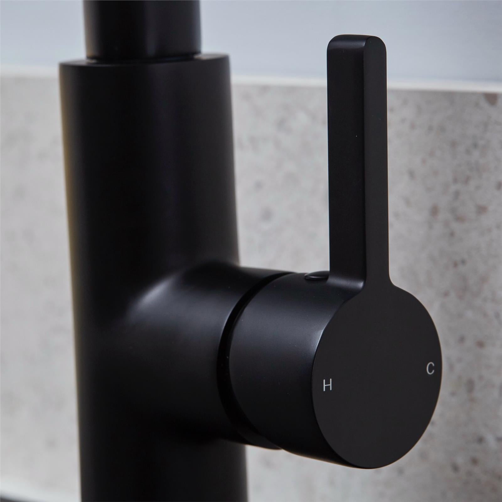 Liquida W25MB 360 Degree Swivel Spout Matt Black Kitchen Mixer Tap